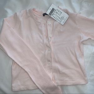 Brandy Melville baby pink button top